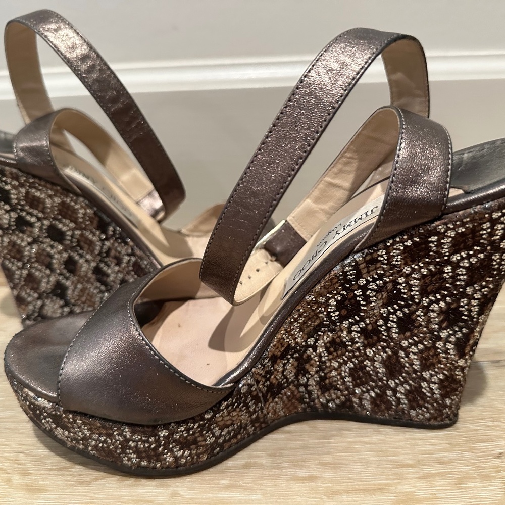 Jimmy Choo Sandals Metallic Wedge Size 7